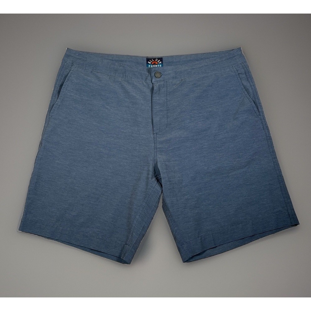 Faherty All Day Shorts Mens 38 Blue Hybrid Stretch Swim Board Shorts Chino 9"